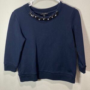 Banana republic sweatshirt beaded neckline blue crew neck
